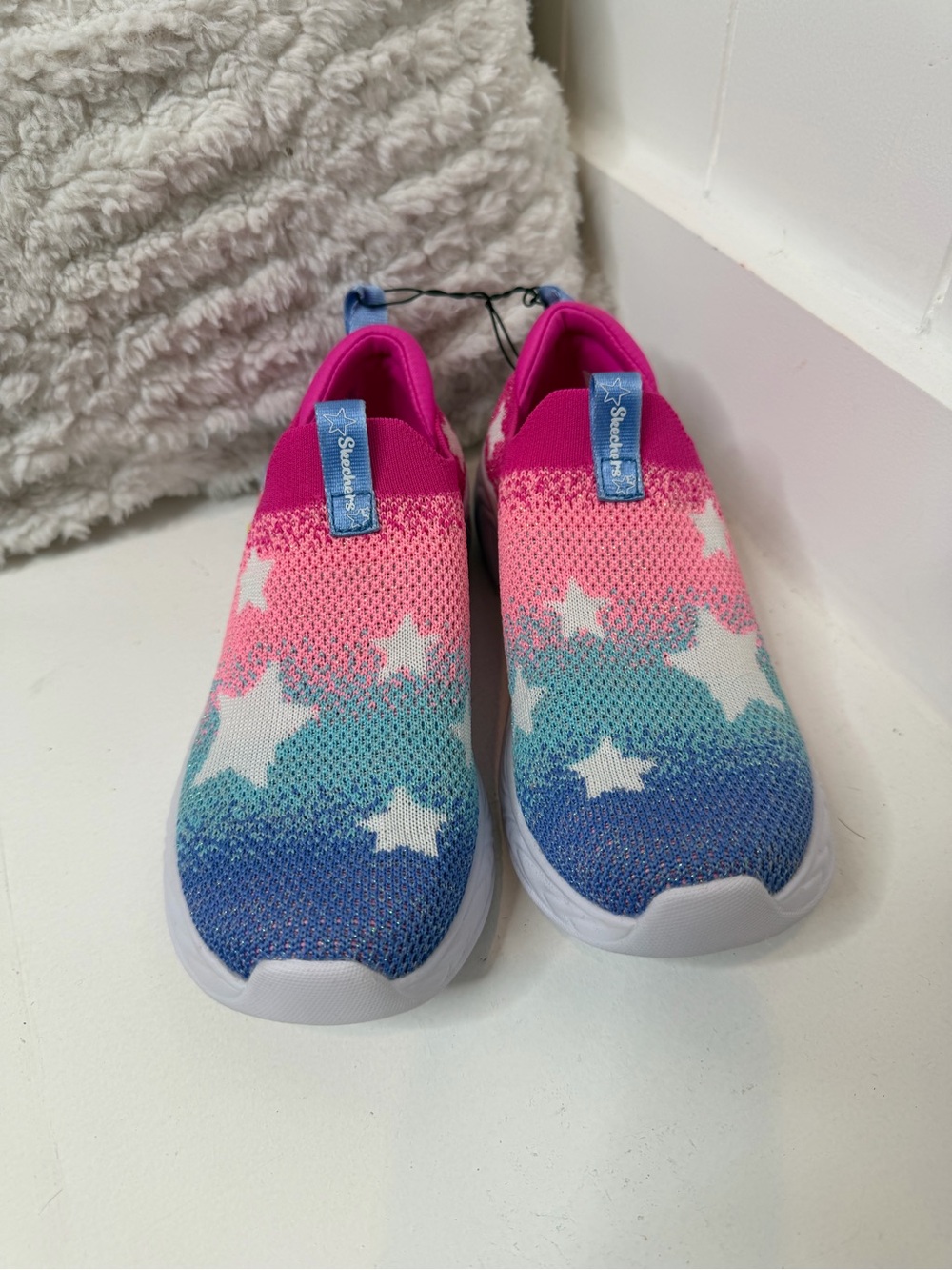Skechers girls unicorn light up Slip-On Star Knit Sneakers - Pink, Blue, Teal